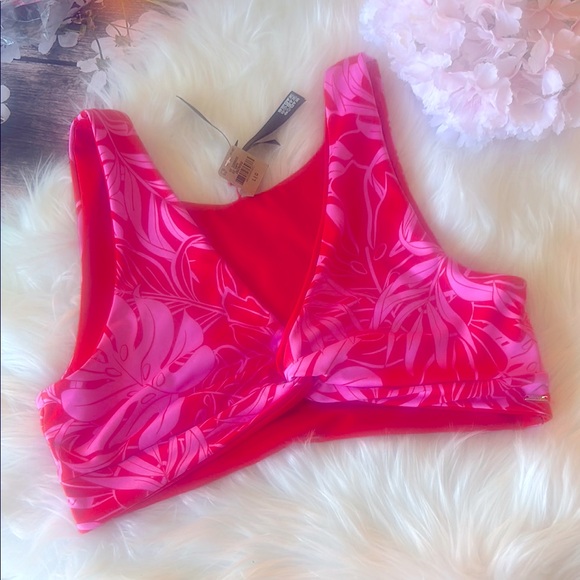 Victorias Secret Red Floral Large Triangle Wide Strap Swim Top Beach VS Ultimate - Picture 1 of 3